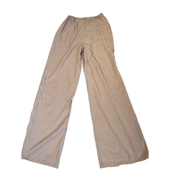 ASOS dress pants khaki wide leg high rise pockets elastic waist SZ 6-small flaw - Picture 3 of 10